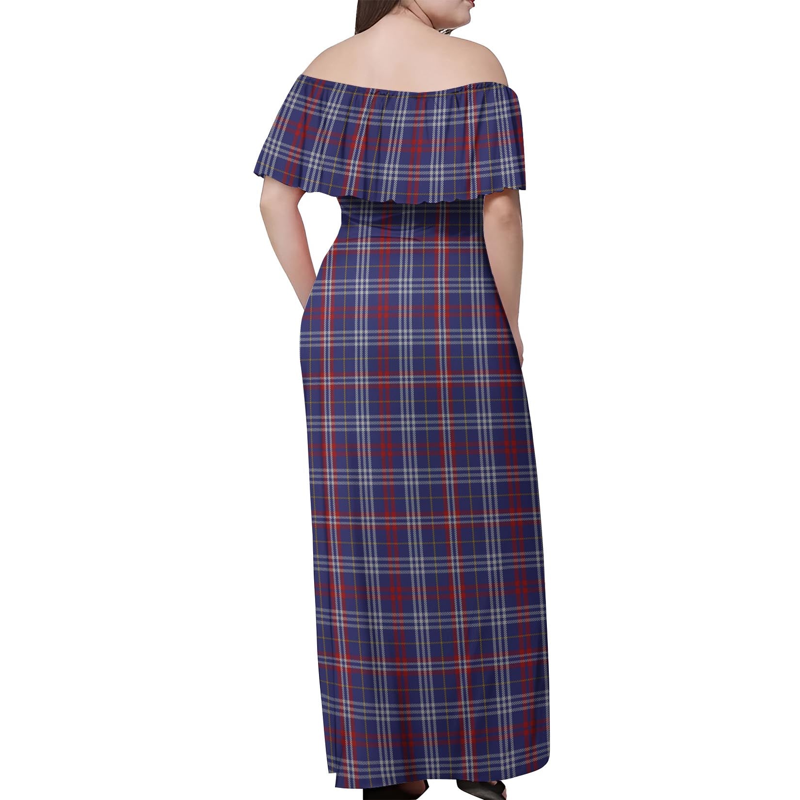 Parker Tartan Off Shoulder Long Dress - Tartanvibesclothing