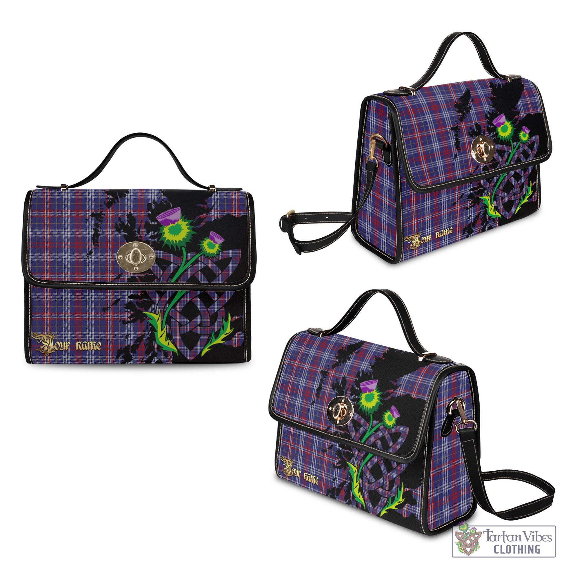 Tartan Vibes Clothing Parker Tartan Waterproof Canvas Bag with Scotland Map and Thistle Celtic Accents