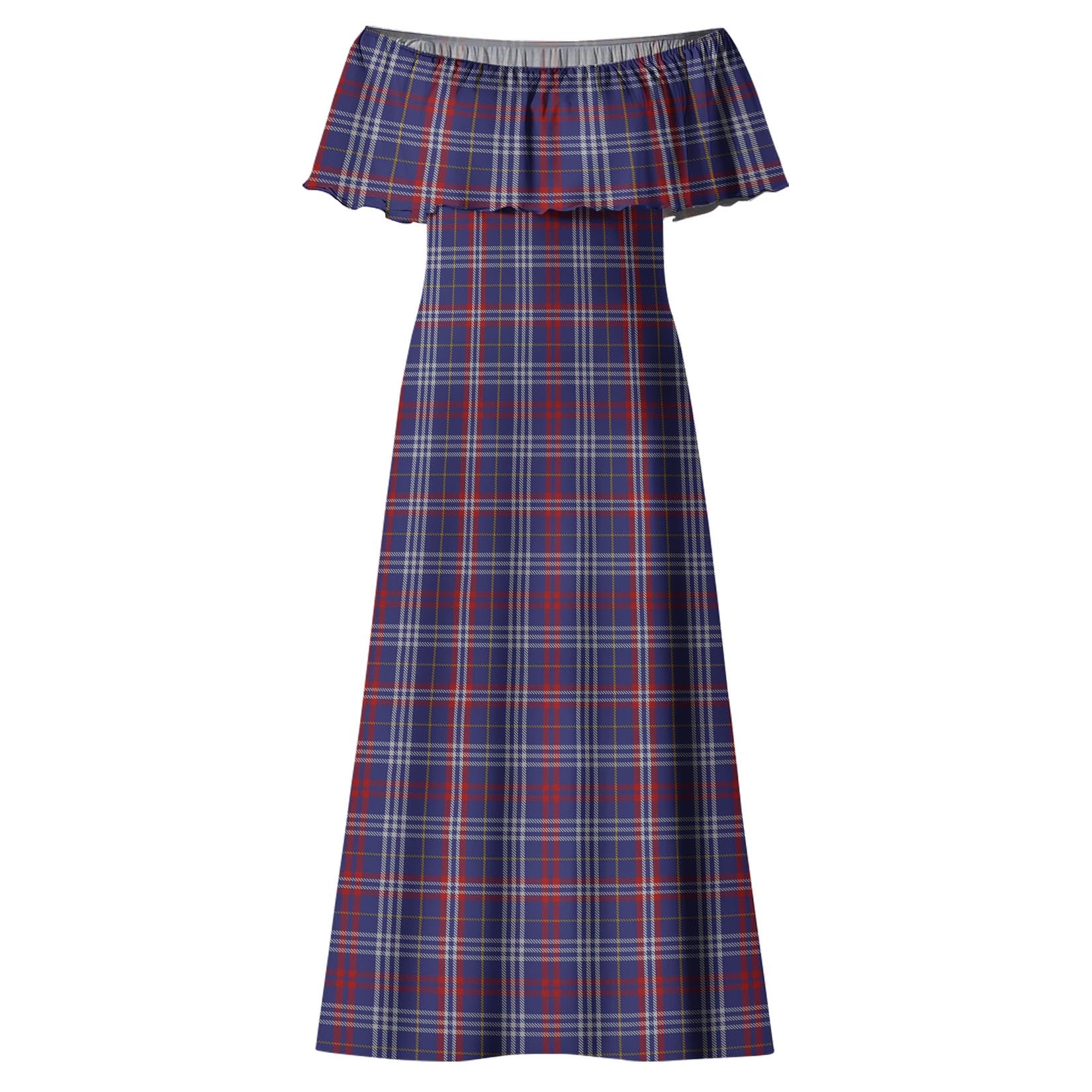 Parker Tartan Off Shoulder Long Dress - Tartanvibesclothing