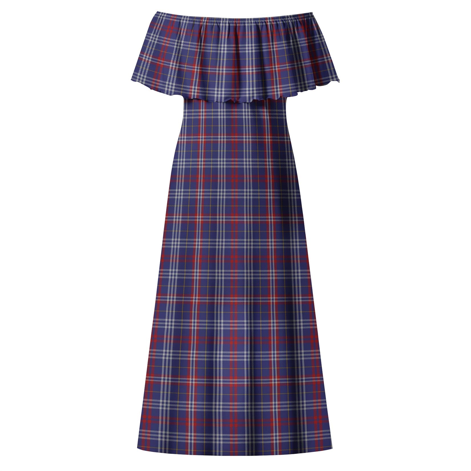 Parker Tartan Off Shoulder Long Dress - Tartanvibesclothing