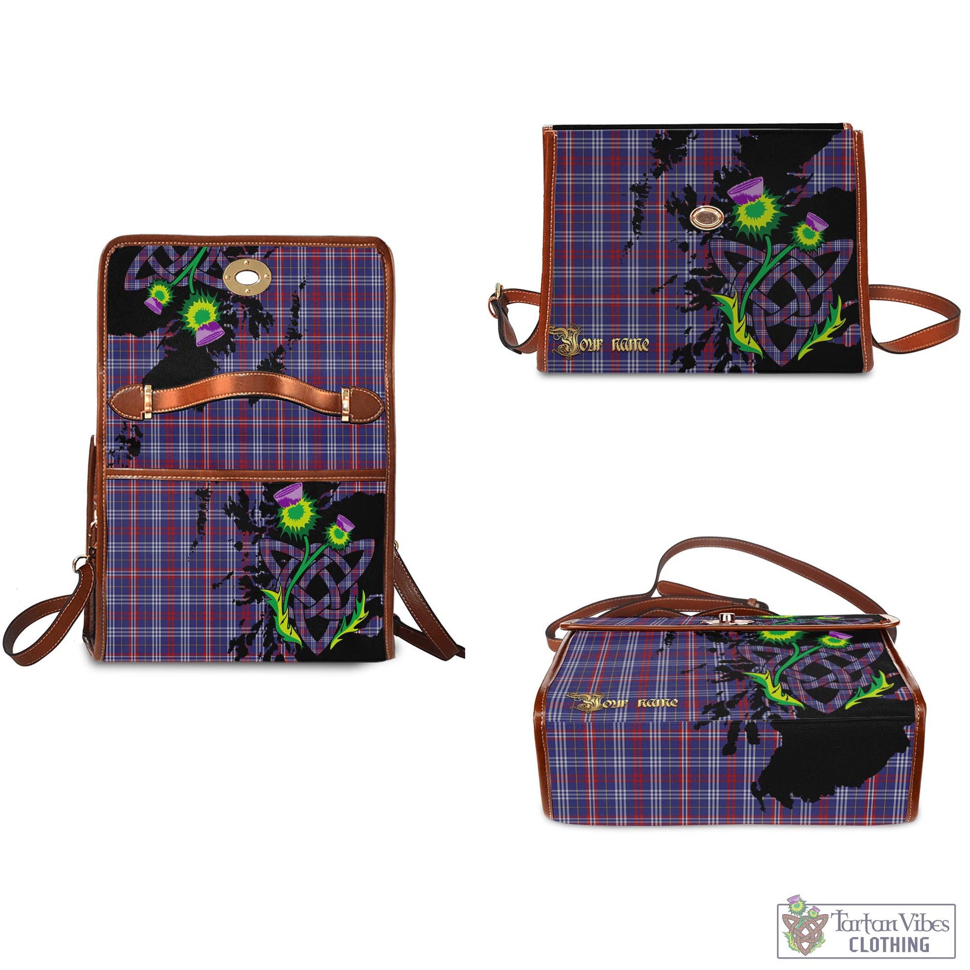 Tartan Vibes Clothing Parker Tartan Waterproof Canvas Bag with Scotland Map and Thistle Celtic Accents