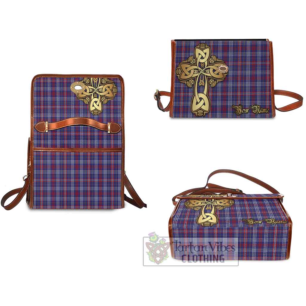 Tartan Vibes Clothing Parker Tartan Waterproof Canvas Bag Golden Thistle Celtic Cross Style