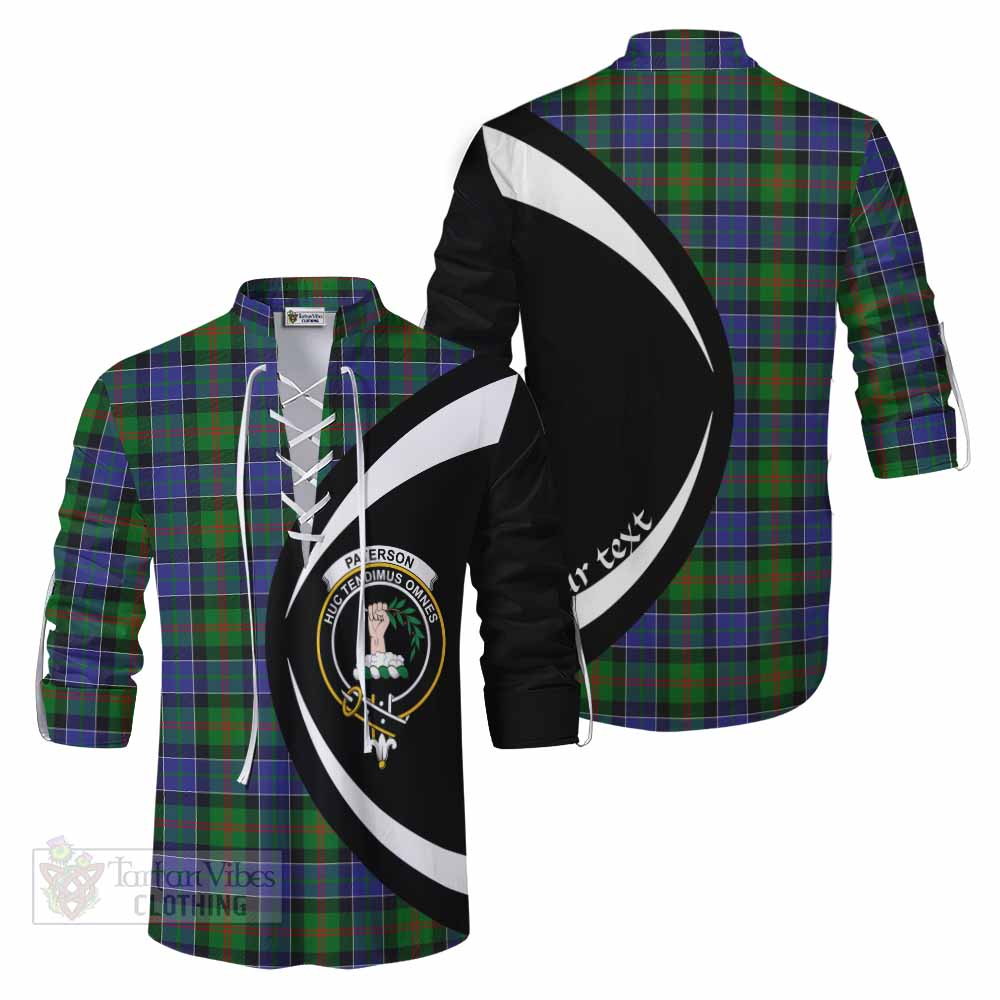 Tartan Vibes Clothing Paterson Tartan Ghillie Kilt Shirt with Family Crest Circle Style