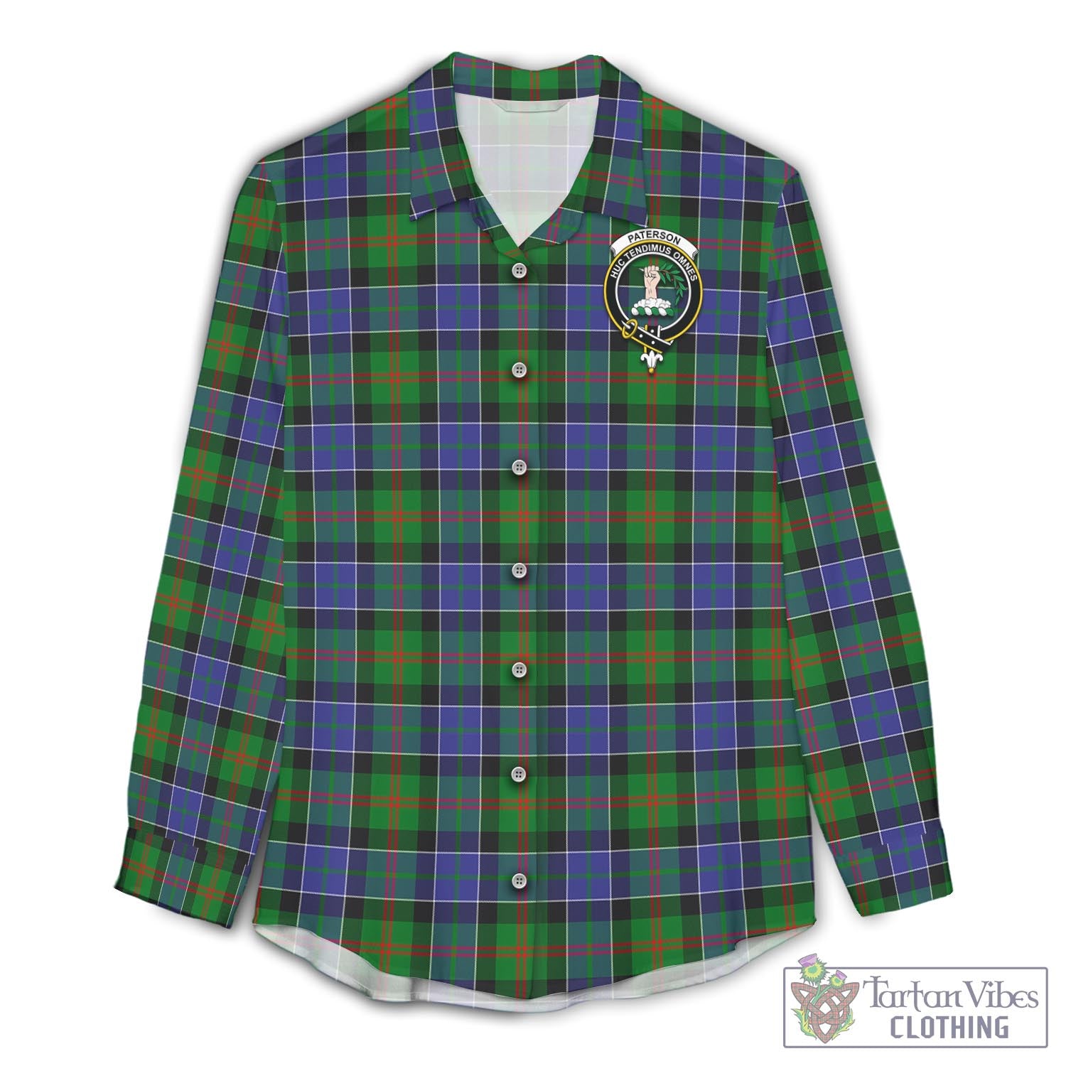 Tartan Vibes Clothing Paterson Tartan Womens Casual Shirt with Family Crest