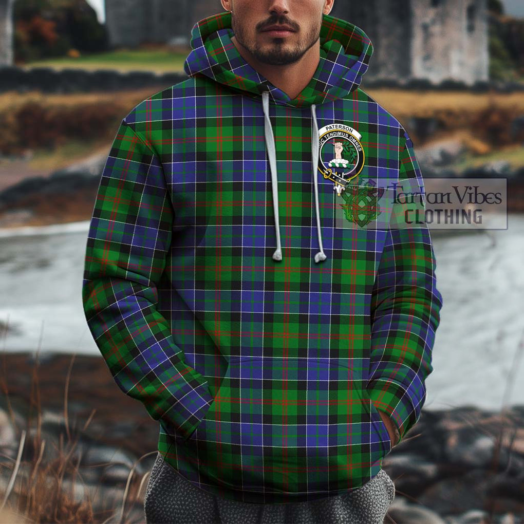 Paterson Tartan Cotton Hoodie with Family Crest Pullover Hoodie XS - Tartan Vibes Clothing