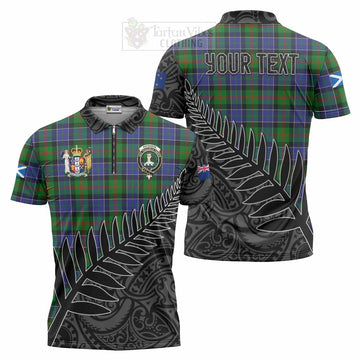 Paterson Crest Tartan Zipper Polo Shirt with New Zealand Silver Fern Half Style