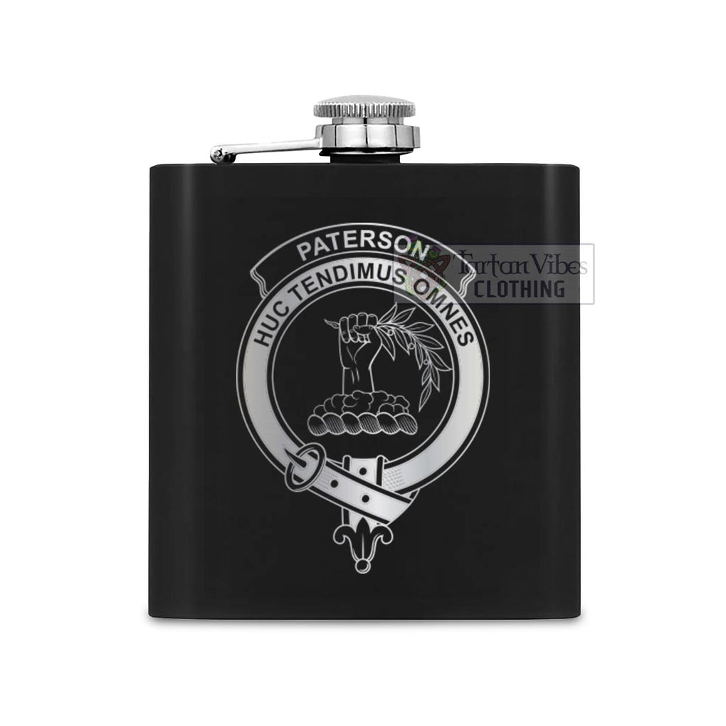 Paterson Crest Hip Flask Set 7oz Black Stainless Steel with A Gift Box One Size 7oz - 2D-tartanvibesclothing