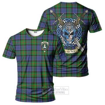 Paterson Tartan T-Shirt with Family Crest Celtic Skull Style