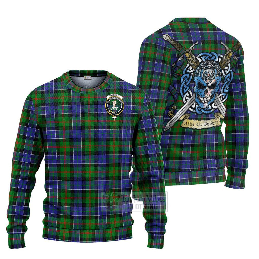 Paterson Tartan Ugly Sweater with Family Crest Celtic Skull Style Unisex - Tartan Vibes Clothing