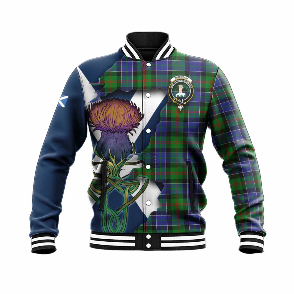 Paterson Tartan Family Crest Baseball Jacket Scottish Thistle Celtic Inspired Unisex - Tartan Vibes Clothing