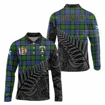 Paterson Crest Tartan Long Sleeve Polo Shirt with New Zealand Silver Fern Half Style