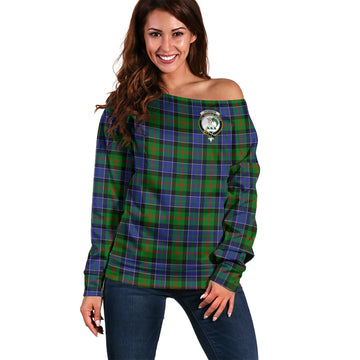 Paterson Tartan Off Shoulder Women Sweater with Family Crest