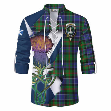 Paterson Tartan Family Crest Ghillie Kilt Shirt Scottish Thistle Celtic Inspired Men - Tartan Vibes Clothing