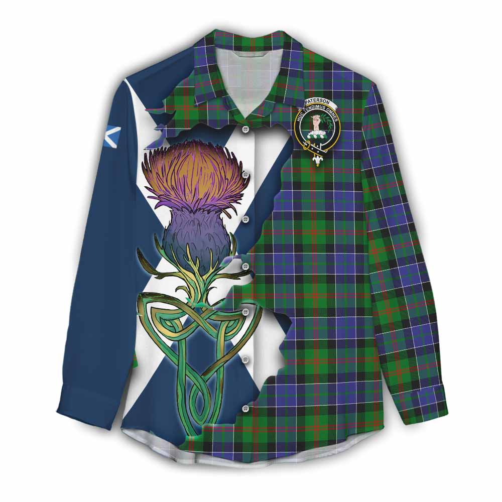 Paterson Tartan Family Crest Women's Casual Shirt Scottish Thistle Celtic Inspired Female - Tartan Vibes Clothing