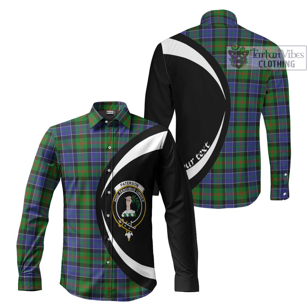 Paterson Tartan Long Sleeve Button Up with Family Crest Circle Style Men's Shirt S - Tartan Vibes Clothing