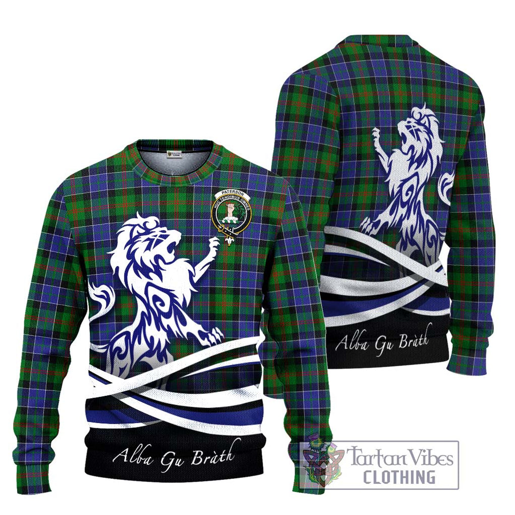 Paterson Tartan Knitted Sweater with Alba Gu Brath Regal Lion Emblem Unisex - Tartanvibesclothing Shop