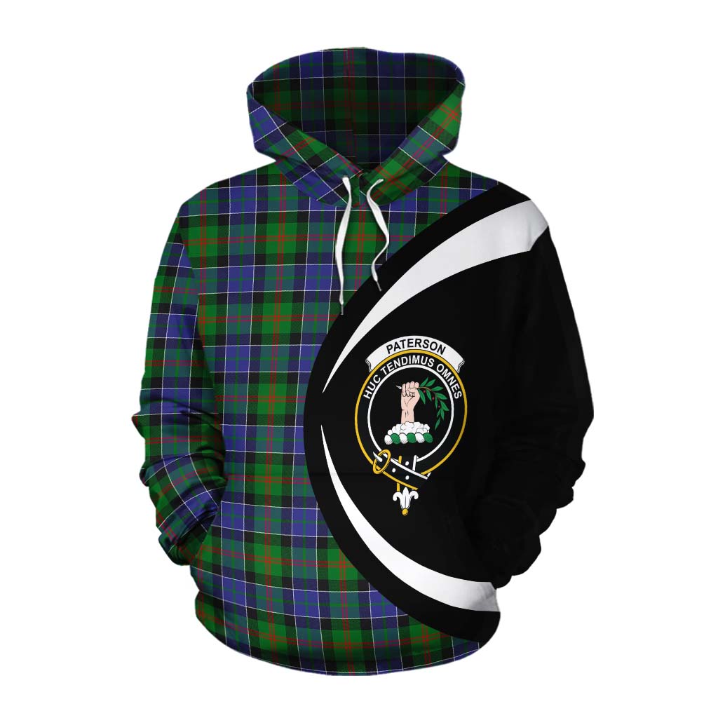 Tartan Vibes Clothing Paterson Tartan Cotton Hoodie with Family Crest Circle Style