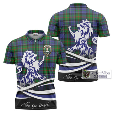 Paterson Tartan Zipper Polo Shirt with Alba Gu Brath Regal Lion Emblem