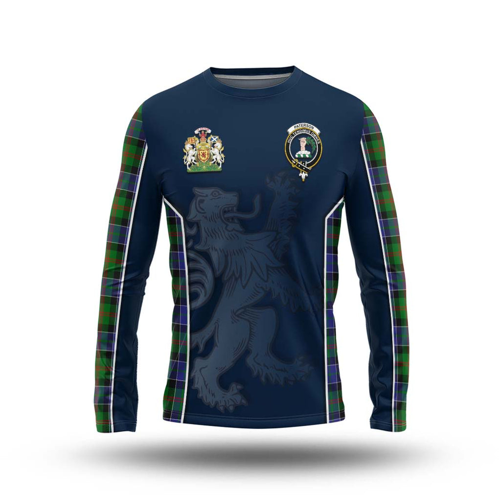 Paterson Tartan Long Sleeve T-Shirt with Family Crest and Lion Rampant Vibes Sport Style Unisex - Tartan Vibes Clothing