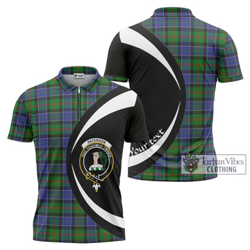 Paterson Tartan Zipper Polo Shirt with Family Crest Circle Style