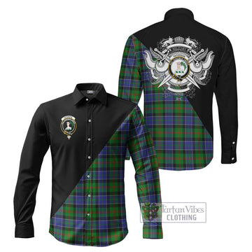 Paterson Tartan Long Sleeve Button Shirt with Family Crest and Military Logo Style