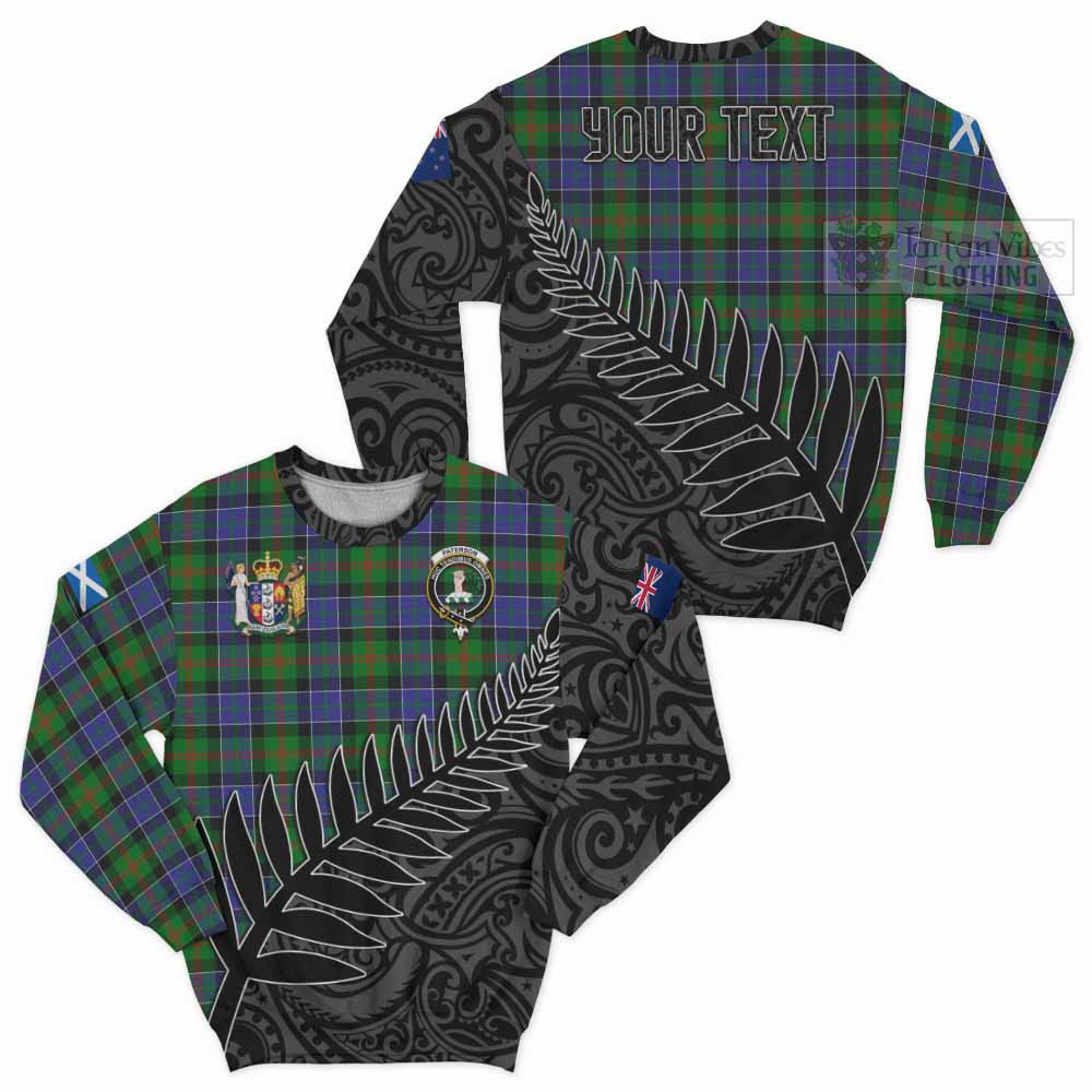 Tartan Vibes Clothing Paterson Crest Tartan Sweatshirt with New Zealand Silver Fern Half Style