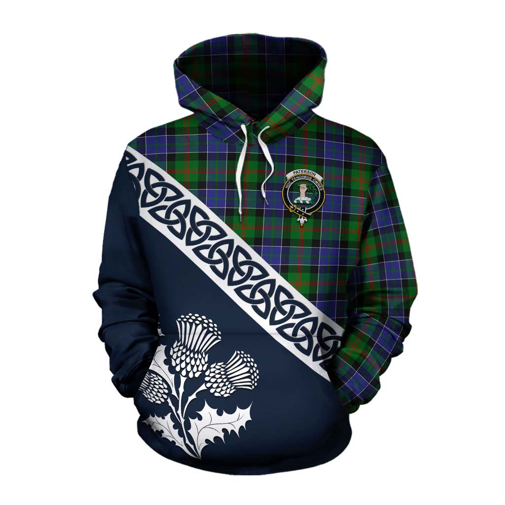 Tartan Vibes Clothing Paterson Tartan Cotton Hoodie Featuring Thistle and Scotland Map