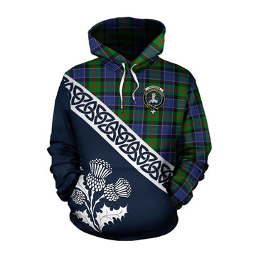 Paterson Tartan Cotton Hoodie Featuring Thistle and Scotland Map