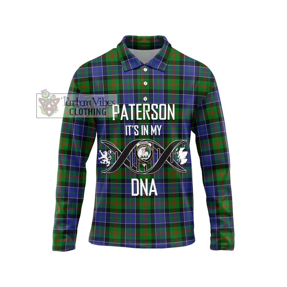 Paterson Tartan Long Sleeve Polo Shirt with Family Crest DNA In Me Style Unisex - Tartanvibesclothing Shop