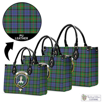 Paterson Tartan Luxury Leather Handbags with Family Crest