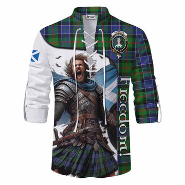 Paterson Crest Tartan Ghillie Kilt Shirt Inspired by the Freedom of Scottish Warrior