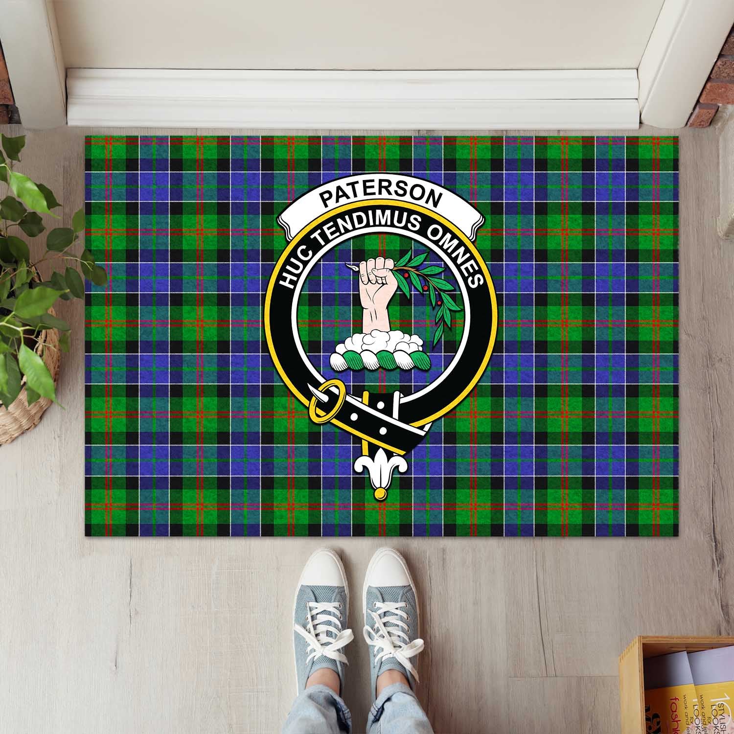 Paterson Tartan Door Mat with Family Crest - Tartanvibesclothing