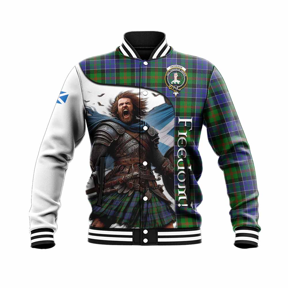 Tartan Vibes Clothing Paterson Crest Tartan Baseball Jacket Inspired by the Freedom of Scottish Warrior