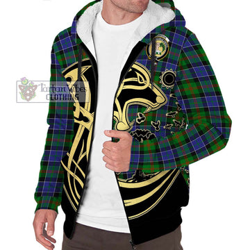 Paterson Tartan Sherpa Hoodie with Family Crest Celtic Wolf Style