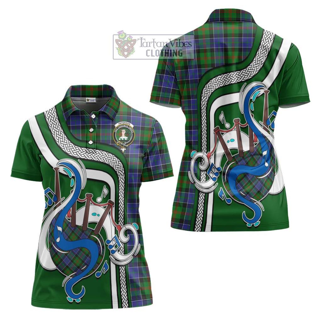 Paterson Tartan Women's Polo Shirt with Epic Bagpipe Style Women - Tartanvibesclothing Shop