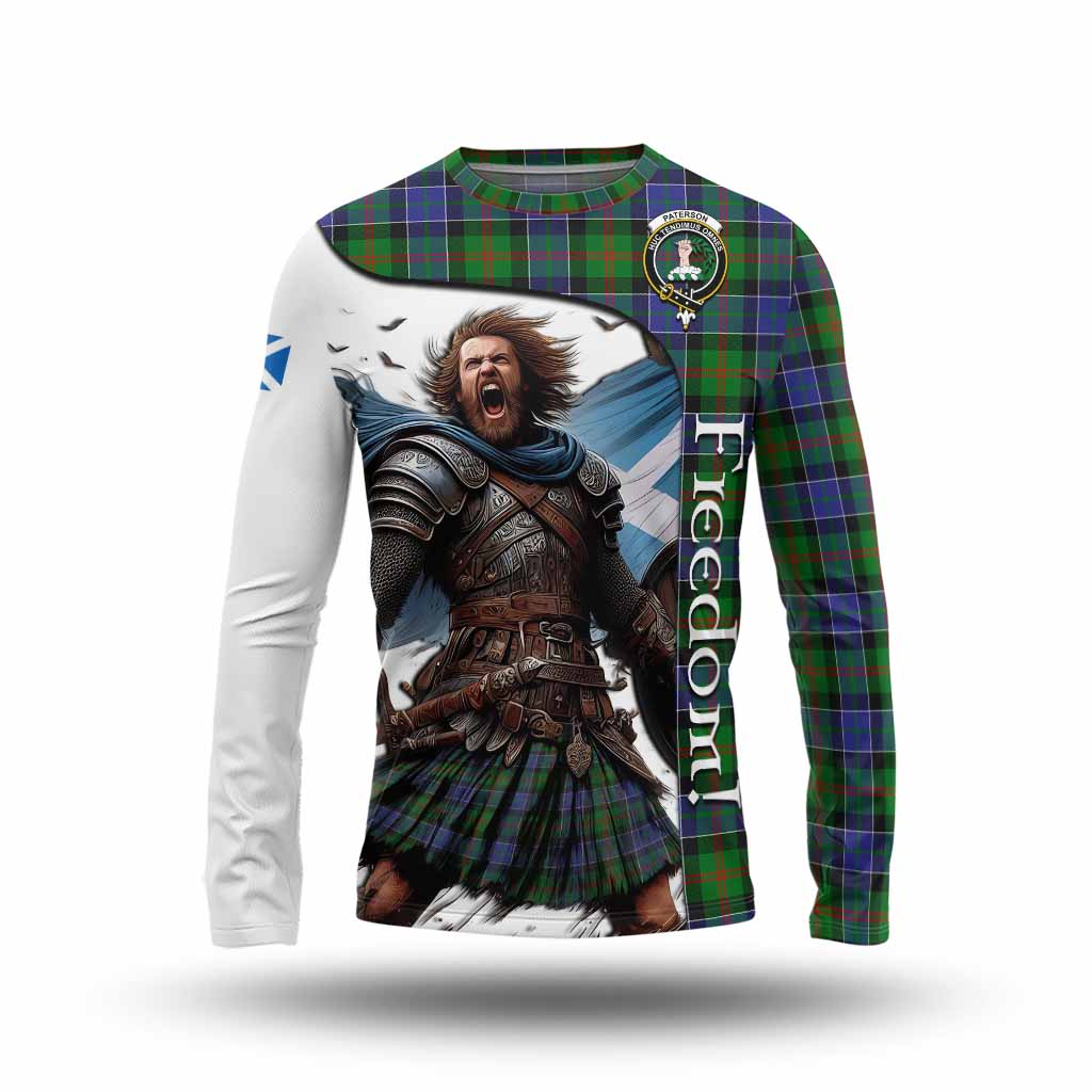 Tartan Vibes Clothing Paterson Crest Tartan Long Sleeve T-Shirt Inspired by the Freedom of Scottish Warrior