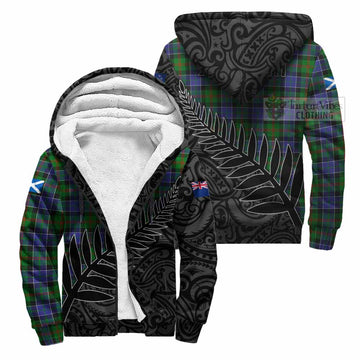 Paterson Crest Tartan Sherpa Hoodie with New Zealand Silver Fern Half Style