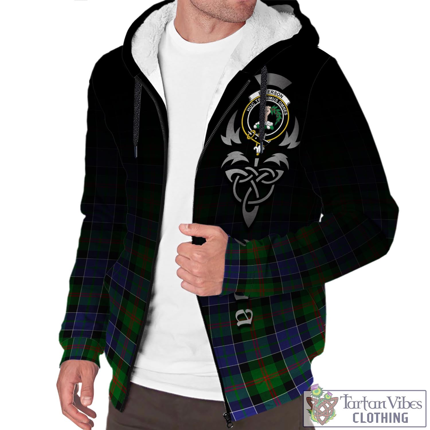 Tartan Vibes Clothing Paterson Tartan Sherpa Hoodie Featuring Alba Gu Brath Family Crest Celtic Inspired