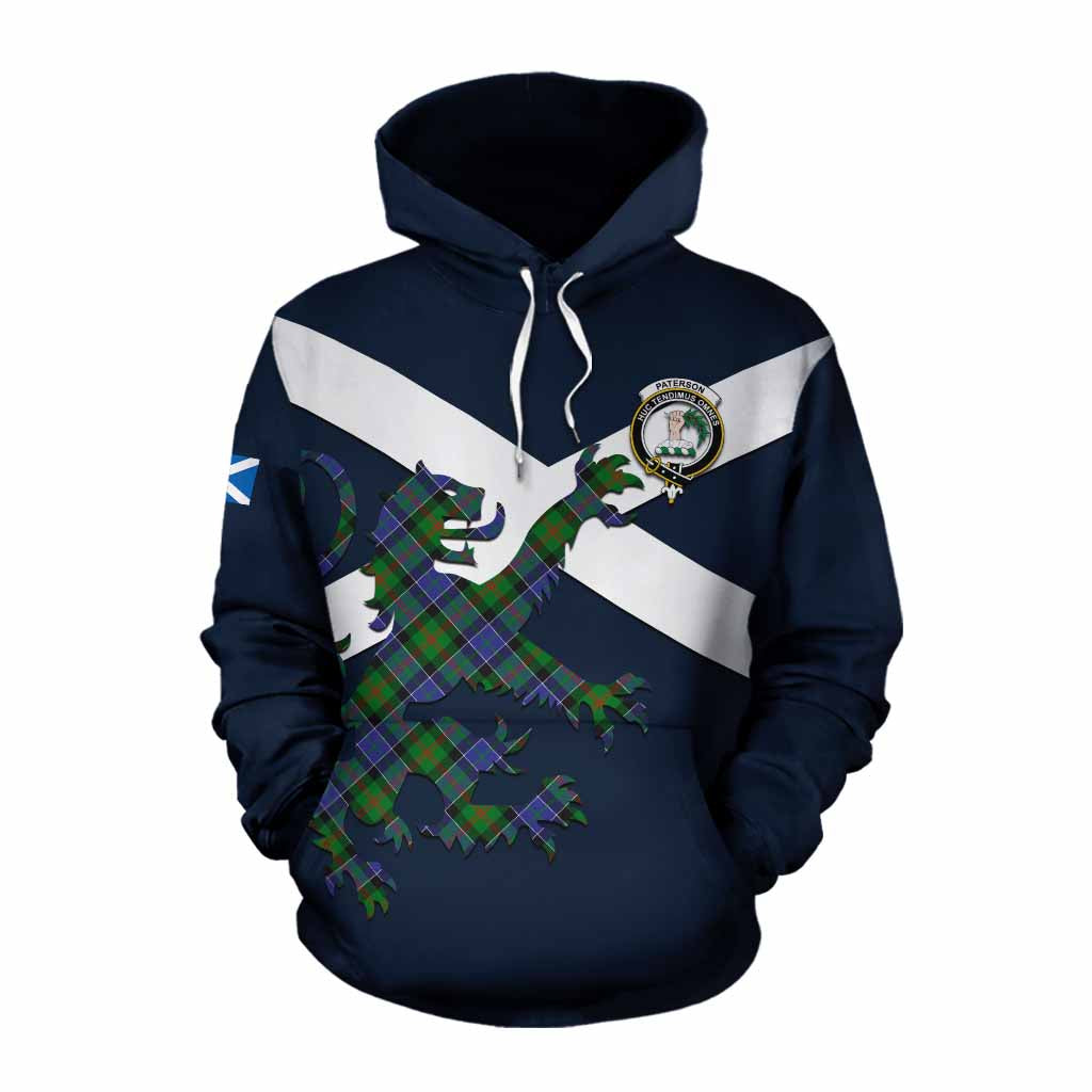 Tartan Vibes Clothing Paterson Tartan Lion Rampant Cotton Hoodie Proudly Display Your Heritage with Alba Gu Brath and Clan Name