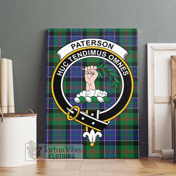 Paterson Tartan Canvas Print Wall Art with Family Crest