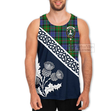 Paterson Tartan Men's Tank Top Featuring Thistle and Scotland Map