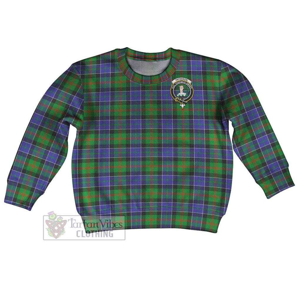 Tartan Vibes Clothing Paterson Tartan Kid Ugly Sweater with Family Crest