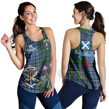 Paterson Tartan Women's Racerback Tanks Happy St. Andrew's Day Half Tartan Style