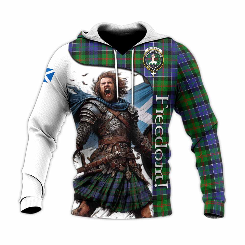 Tartan Vibes Clothing Paterson Crest Tartan Knitted Hoodie Inspired by the Freedom of Scottish Warrior