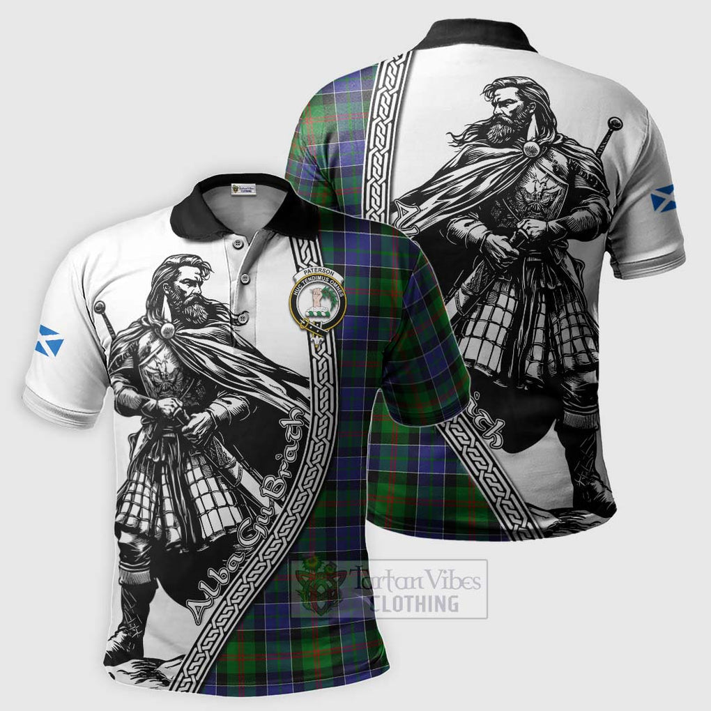 Tartan Vibes Clothing Paterson Tartan Clan Crest Polo Shirt with Highlander Warrior Celtic Style