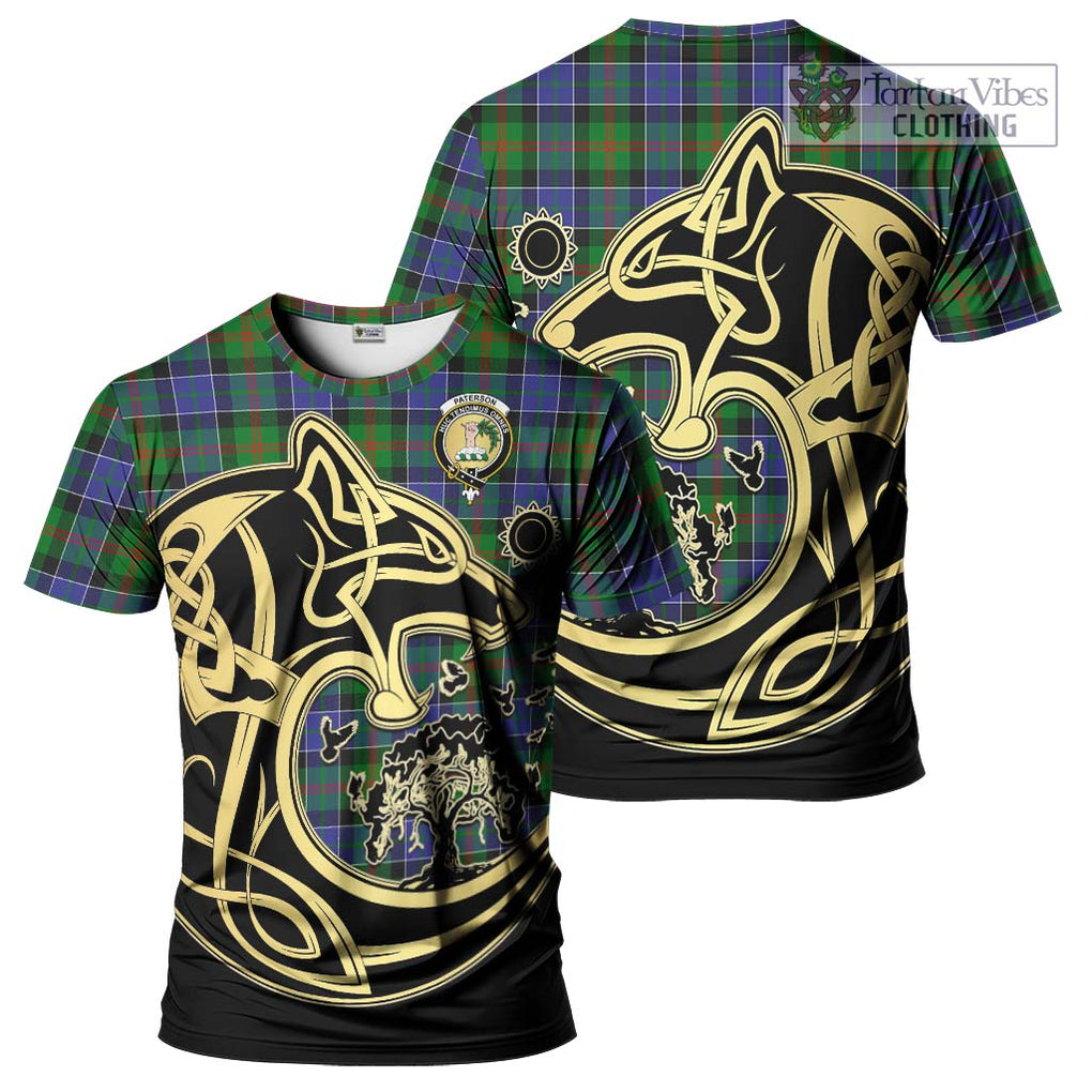 Paterson Tartan T-Shirt with Family Crest Celtic Wolf Style Kid's Shirt - Tartan Vibes Clothing