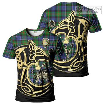 Paterson Tartan T-Shirt with Family Crest Celtic Wolf Style