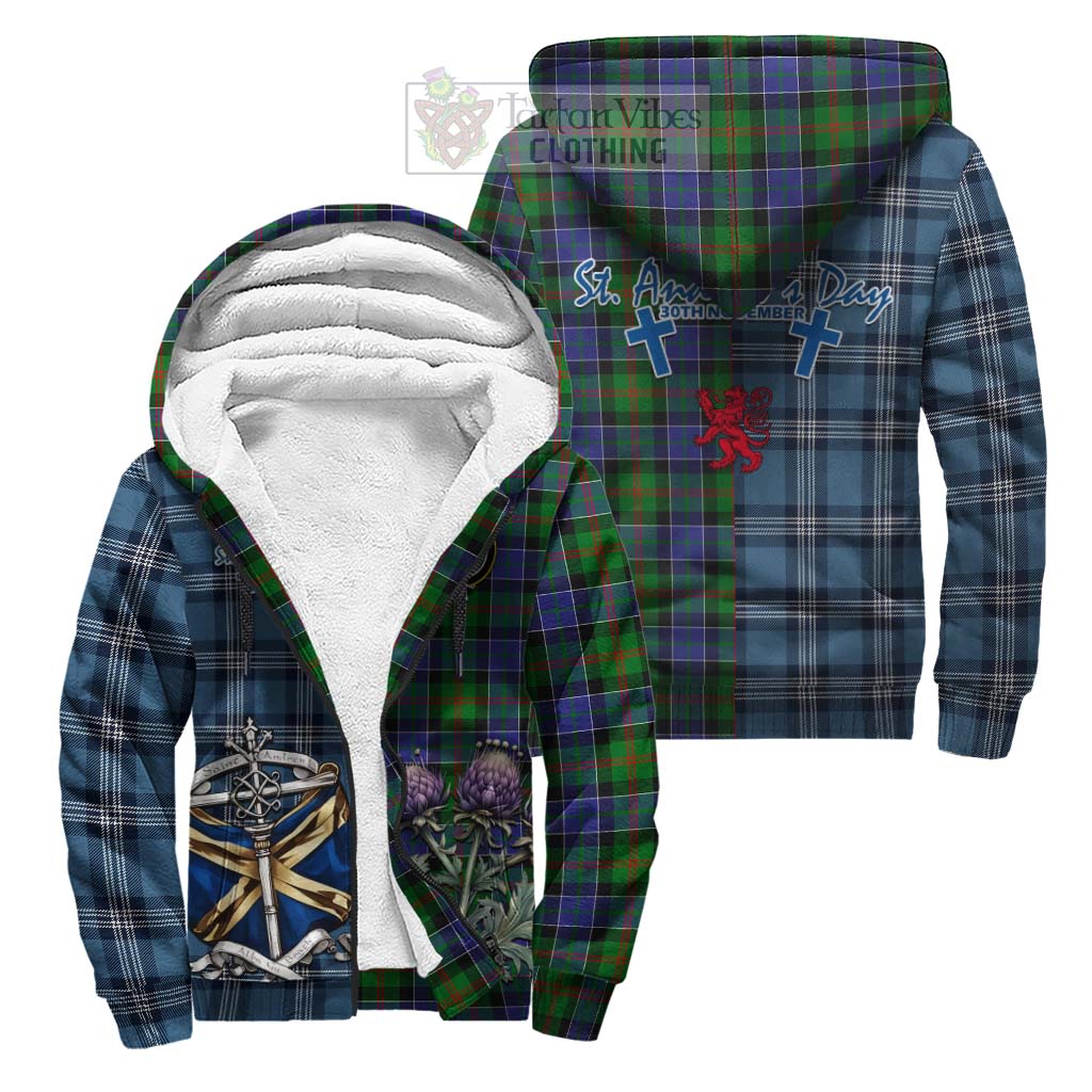 Tartan Vibes Clothing Paterson Tartan Sherpa Hoodie Happy St. Andrew's Day Half Tartan Style