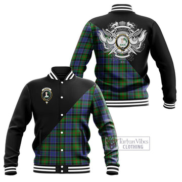 Paterson Tartan Baseball Jacket with Family Crest and Military Logo Style