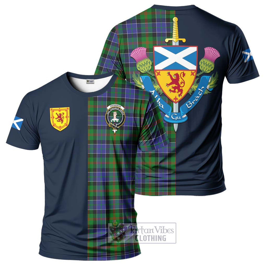 Tartan Vibes Clothing Paterson Tartan T-Shirt Alba with Scottish Lion Royal Arm Half Style